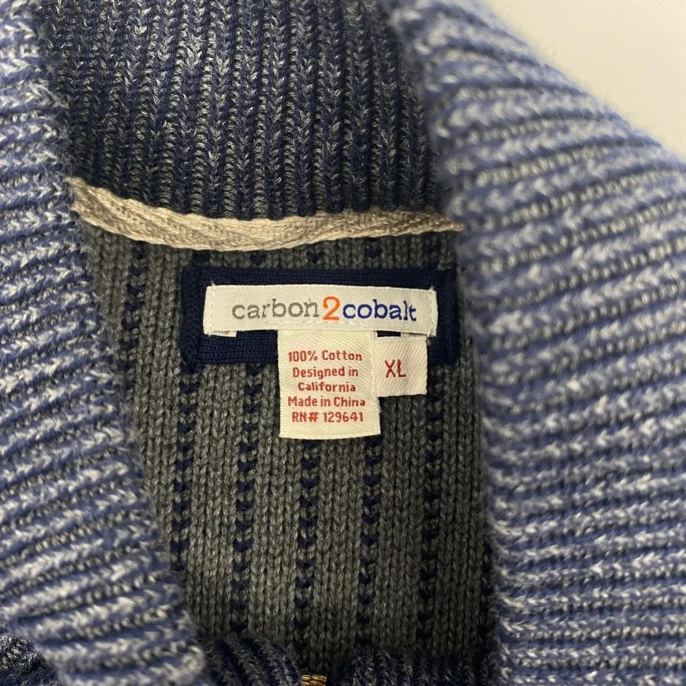 Carbon 2 Cobalt Cotton Cable Knit Sweater Mens XL Blue Wharf Fisherman‎ Nautical